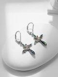 wholesale 925 Sterling Silver Abalone Shell Tree of Life Cross Drop Earrings for Women-0-2