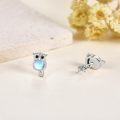 wholesale 925 Sterling Silver Moonstone Owl Stud Earrings w/Black CZ Eyes & Blue Stone Body - Mothers' Day Gift-0-2