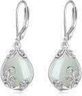 wholesale 925 Sterling Silver Light Green Quartz Filigree Teardrop Dangle Leverback Earrings-0-0