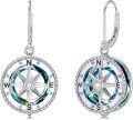 wholesale 925 Sterling Silver Crystal Compass Graduation Earrings for Women Hypoallergenic Gift-0-0