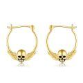 wholesale 14K Gold Skull Winged Hoop Earrings - Stylish Jewelry for Women and Girls-0-0