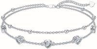 wholesale Sterling Silver Birthstone Heart Anklet Bracelets for Women Mom Wife GF-04-White Bracelet 7\"-9\"