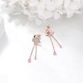 wholesale Rose Gold Flamingo Crystal Teardrop Dangle Earrings 925 Sterling Silver  for Women-0-1