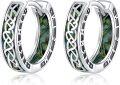 wholesale 925 Sterling Silver Celtic Knot Abalone Shell Inlay Huggie Earrings Norse Viking s for Men & Women-0-0