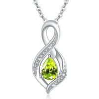 wholesale 925 Sterling Silver Infinity Birthstone Teardrop Pendant Necklace for Women-August