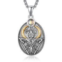 wholesale 925 Sterling Silver Onyx Witch's Knot Tetragrammaton Hecate Lilith Pendant Necklaces for Women Gothic Triple Moon Goddess Jewelry 36 Chain-A-Triple Moon Goddess