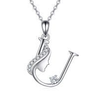 wholesale 925 Sterling Silver Alphabet A Z Initial Letter Pendant Necklace for Women Jewelry Gifts-U