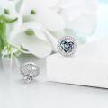 wholesale 925 Sterling Silver Abalone Shell Cube Heart Stud Earrings with Cubic Zirconia Halo-0-3