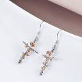 wholesale 925 Sterling Silver Rose Flower Cross Dangle Earrings s for Women-0-3