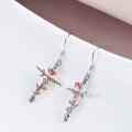 wholesale 925 Sterling Silver Rose Flower Cross Dangle Earrings s for Women-0-3