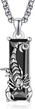 wholesale 925 Sterling Silver Black Crystal Scorpion Pendant Necklace for Men Women  45cm Chain Length-0-0