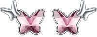 wholesale 925 Sterling Silver Blue Butterfly Drop Earrings-Pink two Butterfly