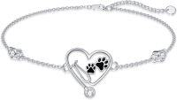 wholesale 925 Sterling Silver Heart-Shaped Paw Print Stethoscope Charm Bracelet for Nurses and Vets Gifts-Veterinary-1