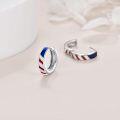 wholesale 925 Sterling Silver Red White Blue Striped Huggie Hoop Earrings for Women Men Norse  43mm Diameter-0-2