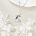 wholesale 925 Sterling Silver Bat & Ghost Crescent Moon Charm Necklace - Halloween Gifts for Women Girls-0-2