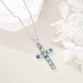 wholesale 925 Sterling Silver Mosaic Shell Inlay Cross Pendant Necklace for Women Girls  (Infinity)-0-5