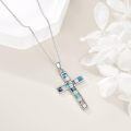 wholesale 925 Sterling Silver Mosaic Shell Inlay Cross Pendant Necklace for Women Girls  (Infinity)-0-5