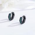wholesale 925 Sterling Silver Turquoise Inlay Hexagon Studs Punk Gothic Jewelry for Women and Men-0-5