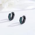 wholesale 925 Sterling Silver Gun Black Plated North Star Black Stone Hoop Earrings-0-6