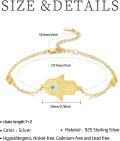 wholesale Gold 925 Sterling Silver Hamsa Evil Eye Celtic Cross Adjustable Egyptian Protective Bracelet for Women-0-5