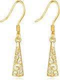 wholesale 14K Gold Spiral Vine Triangle Drop Leverback Earrings-0-0