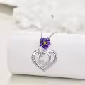 TOUPOP Sterling Silver Birth Flower Mom Necklace I Love You Mom Pendant-0-3