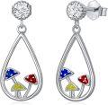 wholesale 925 Sterling Silver Colorful Mushroom Drop Stud Earrings for Women Girls Gift Idea-0-0