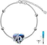 wholesale 925 Sterling Silver Heart Urn Bracelet for Ashes with Austrian Crystals Memorial Keepsake Beangle for Women-I Love You Forever Urn Bracelet
