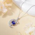 TOUPOP Sterling Silver Sapphire Moon Star Pendant Necklace-0-4