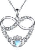 wholesale 925 Sterling Silver Heart-Shaped Infinity Claddagh Pendant Necklace with Blue Opal Stone - Valentine's Day Gift for Her-0-0