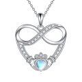 wholesale 925 Sterling Silver Infinity Heart Claddagh Pendant Necklace With Moonstone-0-0