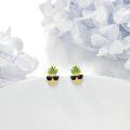 wholesale 925 Sterling Silver Pineapple Stud Earrings with Sunglasses and Crystal Accents - Summer Fashion Accessory Gifts for Her-0-2