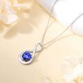 TOUPOP Sterling Silver Sapphire Infinity Love Moon Pendant Necklace-0-4