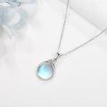 wholesale 925 Sterling Silver Moonstone Teardrop Pendant Necklace Platinum Plated Wire Wrapped Chain-0-2