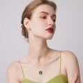 wholesale 925 Sterling Silver Green Jade Four-Leaf Clover Necklace for Women-0-5