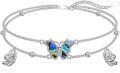 wholesale 925 Sterling Silver 925 Butterfly & Heart Opal Stone Adjustable Bracelet Gift for Women and Girls-0-0