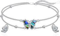 wholesale 925 Sterling Silver 925 Butterfly & Heart Opal Stone Adjustable Bracelet Gift for Women and Girls-Butterfly A