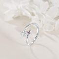 wholesale 925 Sterling Silver Moonstone Adjustable Open Ring Faith Chakra Cross Leaf Jewelry Gift-0-2