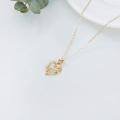 wholesale 14k Gold Mom Heart Pendant Necklace With Cubic Zirconia Flower Design-0-1