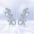 wholesale 925 Sterling Silver Blue Moonstone Flower Vine Ear Climbers Jewelry for Women Girls Gift-0-3