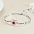 wholesale TOUPOP 925 Sterling Silver Bracelet For Mother Adjustable Two Heart Bangle For Mom From Daughter Birthday Gifts For Mom From Son Always My Mother Forever My Friend Jewelry Gifts For Women -0-3