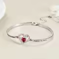 TOUPOP 925 Sterling Silver Bracelet Two Heart Bangle Adjustable Gift-0-3