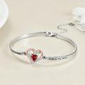 TOUPOP 925 Sterling Silver Bracelet Two Heart Bangle Adjustable Gift-0-3