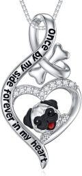 wholesale Sterling Silver Cute Puppy Dog Yorkshire Corgi Labrador Pug Bulldog Paw Print Cross Necklace Jewelry Gift-0-18