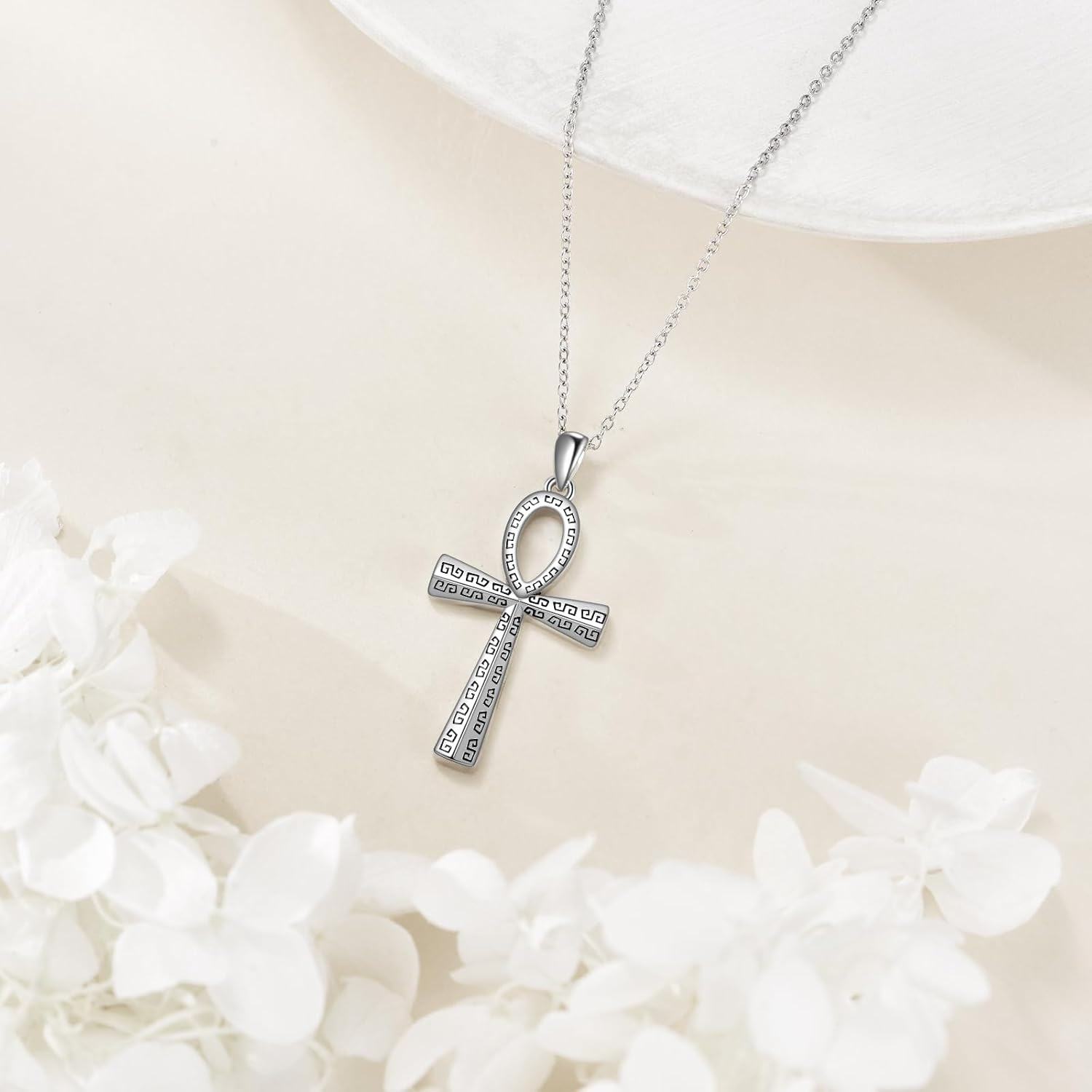  Sterling Silver Ankh Celtic Knot Star of David Heart Cross Pendant Necklace -0-3