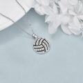 wholesale 925 Sterling Silver Round Crystal Sport Ball Pendant Necklace for Women - Baseball/Basketball/Volleyball s for Sports Lovers-0-2