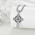 wholesale 925 Sterling Silver Celtic Knot Black Stone Cross Necklace Norse Viking s for Him Her-0-2