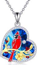 wholesale TOUPOP Red Cardinal Necklace 925 Sterling Silver Crystal Cardinal Jewelry Bird Memorial Tree Pendant Jewelry Gift For Women -0-0