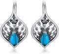 wholesale 925 Sterling Silver Turquoise Peacock Drop Earrings for Women Girls Gift Boxed-0-0