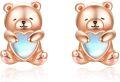 wholesale 925 Sterling Silver Teddy Bear Heart Moonstone Stud Earrings for Women Hypoallergenic -0-0